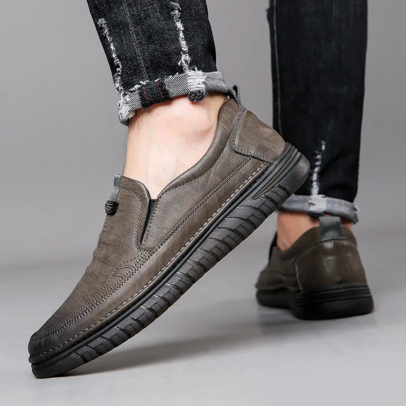 Retro Penny Loafer Echte koeienleren klassieke schoenen naaien comfortabele mannen casual slip-on club feestschoen lente zomer