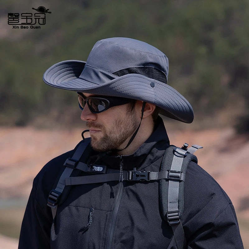 Spring summer sunshade hat Ladies outdoor fishing Mountaineering fisherman hat Breathable large brim sun hat