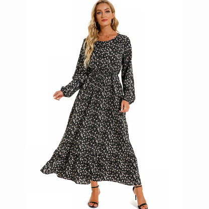 2023 Sping Summer Women Boemian Women maxi Casual cu mânecă lungă cu talie înaltă plajă de plajă rochii de șifon vestdoe florale mujer nou
