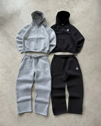 2025 New Letter Embroidery Zipper Casual Men Suit Y2K Men's Harajuku Fashion Women Retro Hoodies Couple Sweatshirts Sweatpants