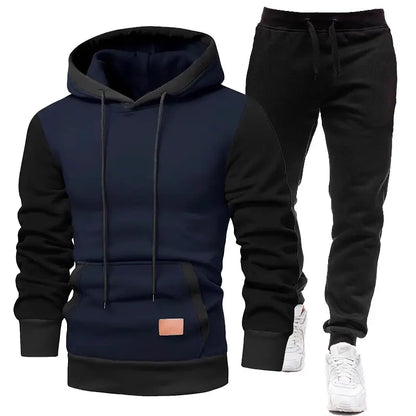 2024 Spring en herfst Men's Sports Pak Fleece Lined Hooded Sweatshirt + Heimpants 2 Sets Leather Label Borduurwerk herenkleding