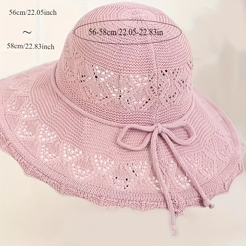 1pc/2pcs قبعة شمس سيدات أنيقة ، قبعة شاطئية قابلة للطي على نطاق واسع ، قابلة للغسل باليد ، صيف حافة سفر شمس قبعة شمس