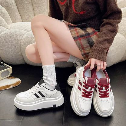 Chaussures de plate-forme pour femmes printemps automne patchwork décontracté baskets en cuir filles