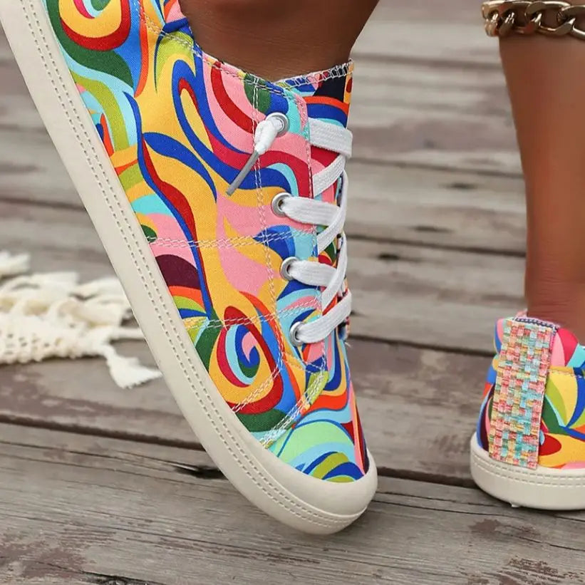 Kvinnors avslappnade sneakers, mode espadrilles, mjuka sulor, slip-on design, utskrifter, kvinnors skor, vår, sommar, höst, inomhus