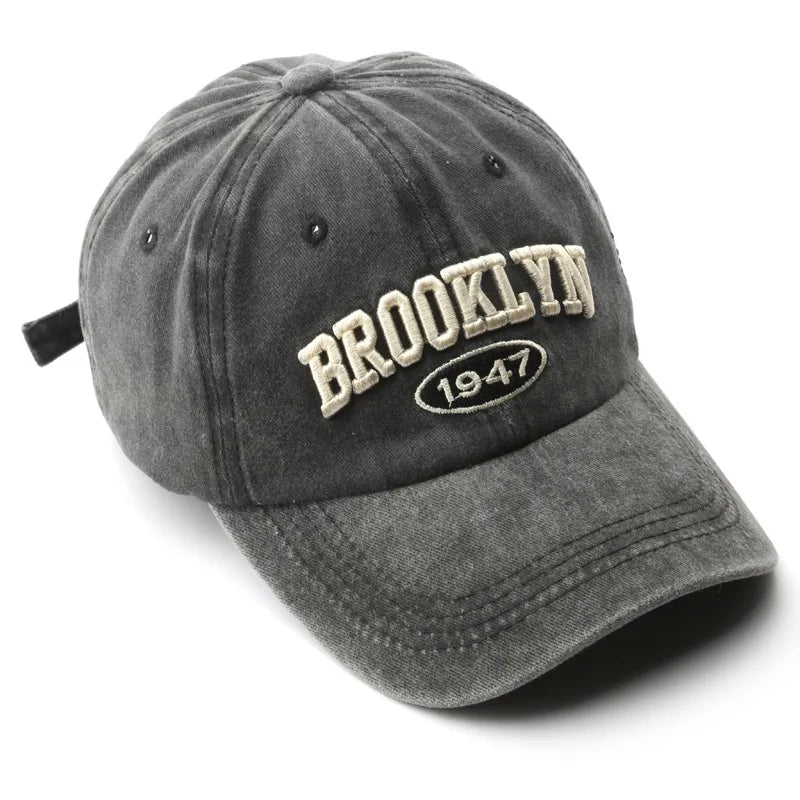 Retro Brooklyn Letter Embroidery Baseball Caps Spring Summer Men Women Cotton Justerbar Casual Hat Hip Hop Streetwear Sun Hats
