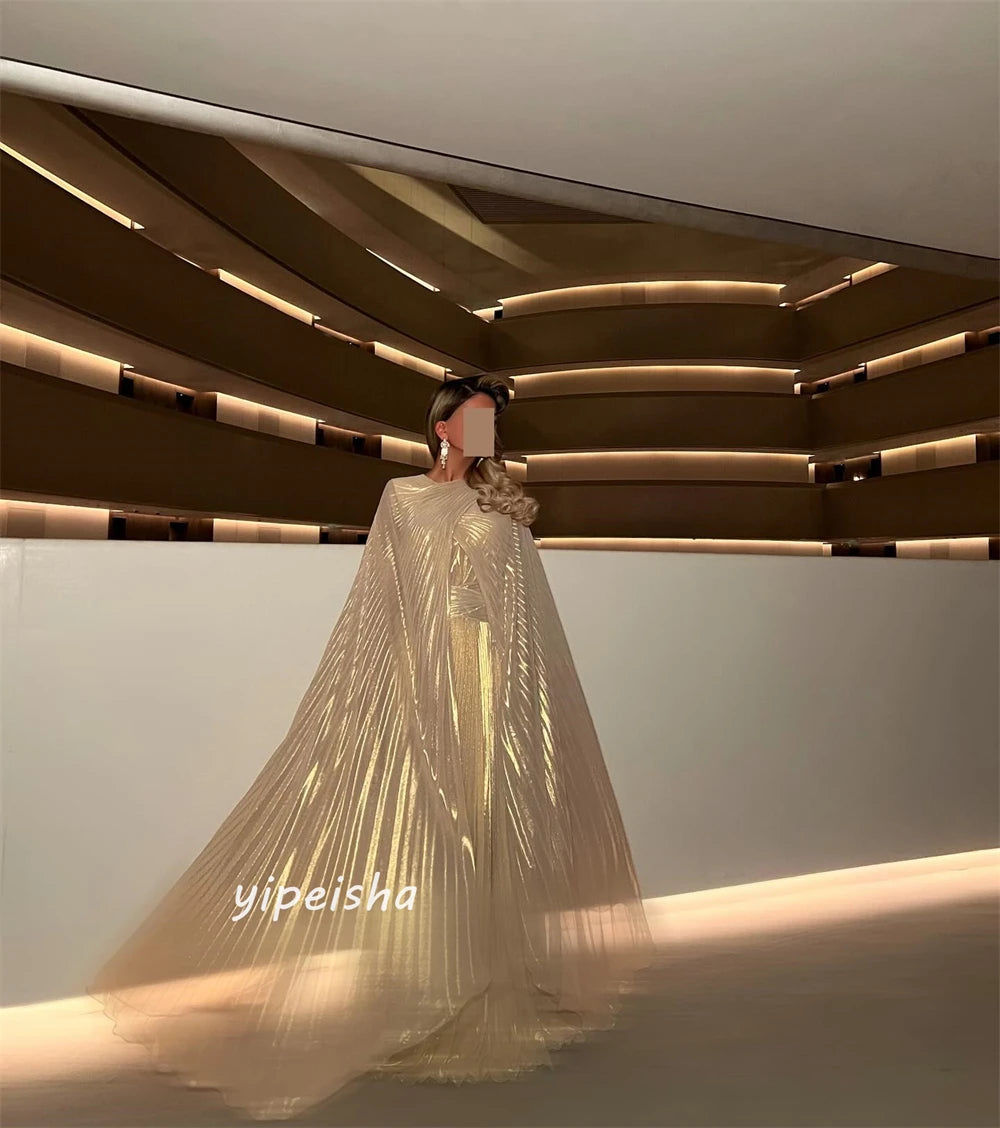Персонализирана органза драпирана плитка официална вечер A-Line Jewel Bespoke Bespok
