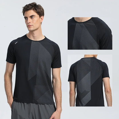 Snelle droge mannen Running T-shirt Fitness Sports Top Gym Training Shirt Ademend joggen Casual Sportswear
