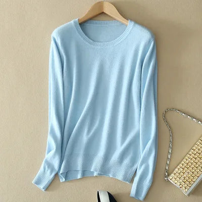 2025 Autumn Winter Sweater Women Long Sleeve O-neck Knit Tops Solid Slim Fit Bottoming Shirt Korean Fashion Pullovers Knitwears