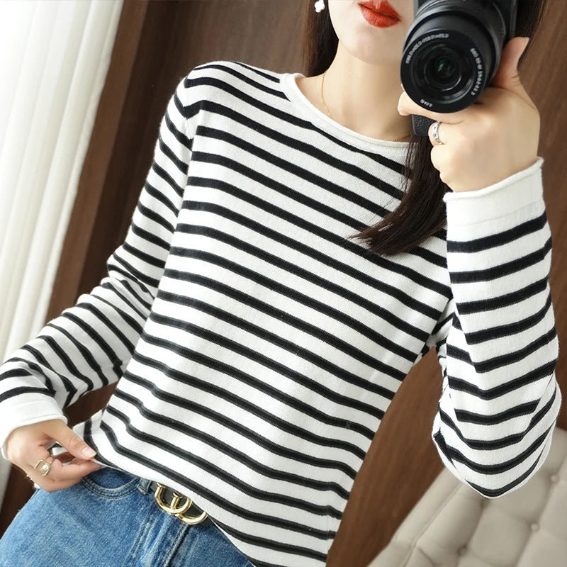Femei Pulover 100% din bumbac ondulat cu b-gât pullover toamna iarna tricot casual îmbrăcăminte modă cu fundul moale de blaturi de pulover