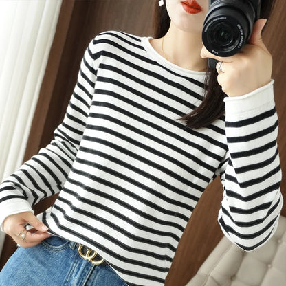 Femei Pulover 100% din bumbac ondulat cu b-gât pullover toamna iarna tricot casual îmbrăcăminte modă cu fundul moale de blaturi de pulover