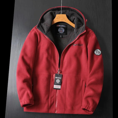 2024 Brand Winter Fleece Jacket Men's Casual Thickened Wool Jacket high quality Design Warm Fashion Hooded Coat Outdoor Ski Suit