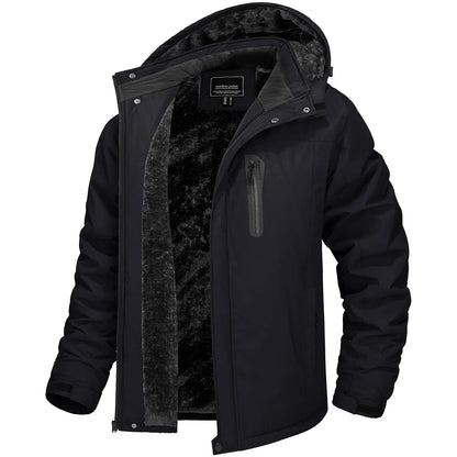 TACVASEN Winter Thicken Fleece Jacket Mens Waterproof Hiking Skiing Jackets Outdoor Mountain Trekking Windbreaker Parka Male