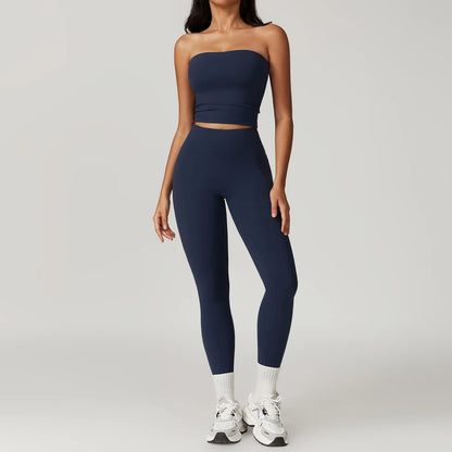 Women's Clothes 2pcs Gym Yoga Suit Sports Set Workout Tracksuit Breathable Sexy Bra Fitness Bell-bottoms Leggings Athletic Wear