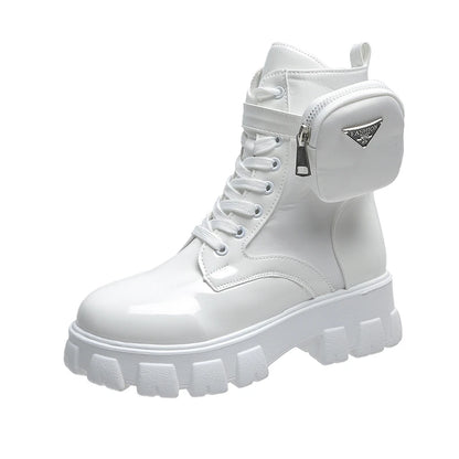 Women Boots Motorcycle Casual Shoes New Woman Leather Minimalist Classic Punk Female Mary Jane Goth Shoes Platform Boots Women
