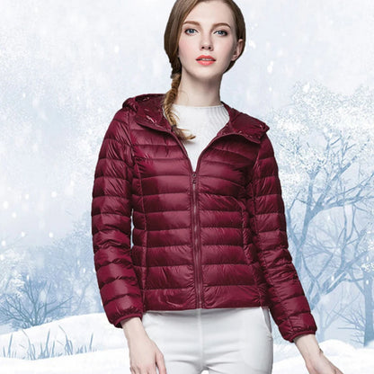 White Duck Down Winter Hoody Jackets Ultra-light Women Down Coats Puffer Long Sleeve Warm Slim Portable Thin Female Outwears 7XL
