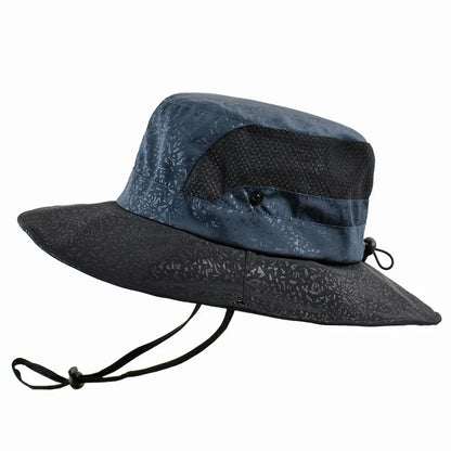 Foldable Summer Adjustable Sun Hats for Men Outdoor Breathable Mesh Fishing Cap Wide Brim Climbing Hat Design Bucket Shade Hat
