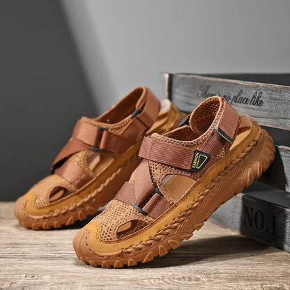 Zomermannen Sandalen Echte lederen heren Casual schoenen Outdoor Men Leer Sandalen voor mannen Strandschoenen Romeinse herenschoenen