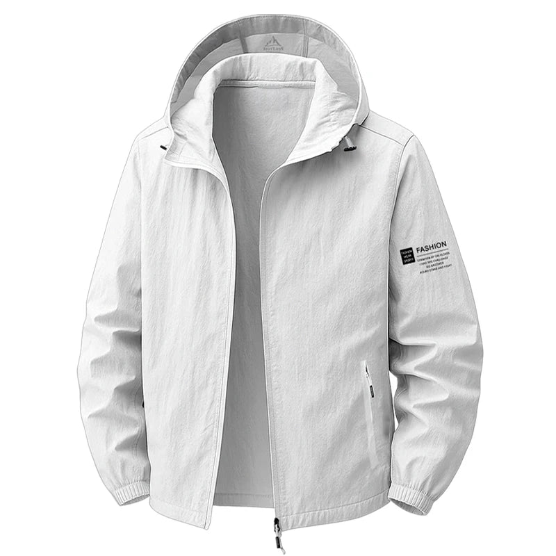 Men's Hooded Sun Protection Jacket Lightweight Outdoor Windbreaker Quick Dry Breathable UV Coat for Hiking Running Travel Beach