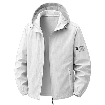 Men's Hooded Sun Protection Jacket Lightweight Outdoor Windbreaker Quick Dry Breathable UV Coat for Hiking Running Travel Beach