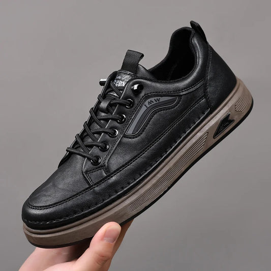 Fashion Board Shoes Casual Sneakers for Men High Quanlity Leather Work Shoes Platform Male Sport Shoes Breathable Walking Shoes