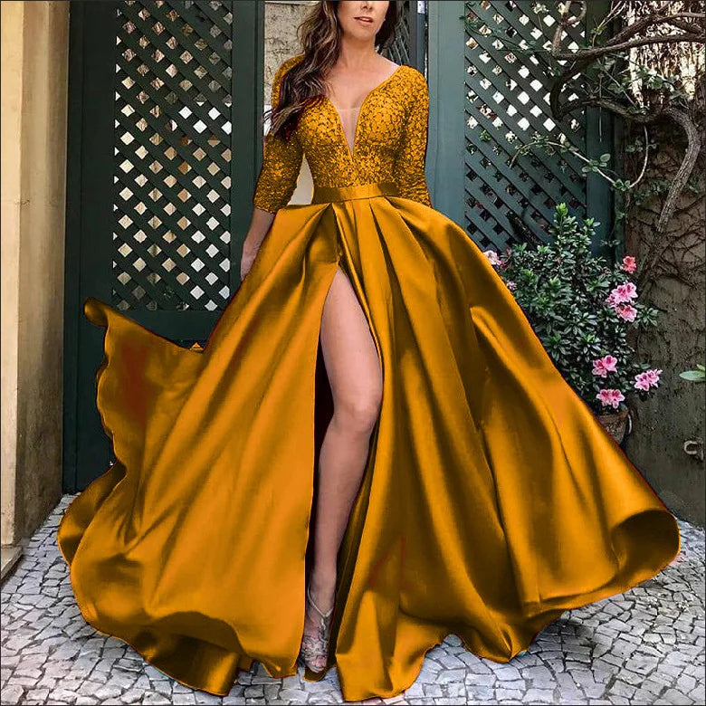 Women's Dress Summer New Women's Lace Sequin Grand Display Sexy Long Skirt Tail Banquet Evening Dress Party Dress