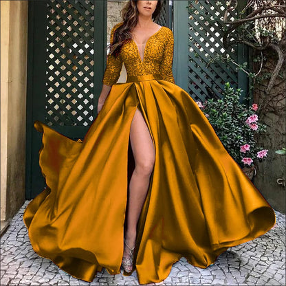 Women's Dress Summer New Women's Lace Sequin Grand Display Sexy Long Skirt Tail Banquet Evening Dress Party Dress