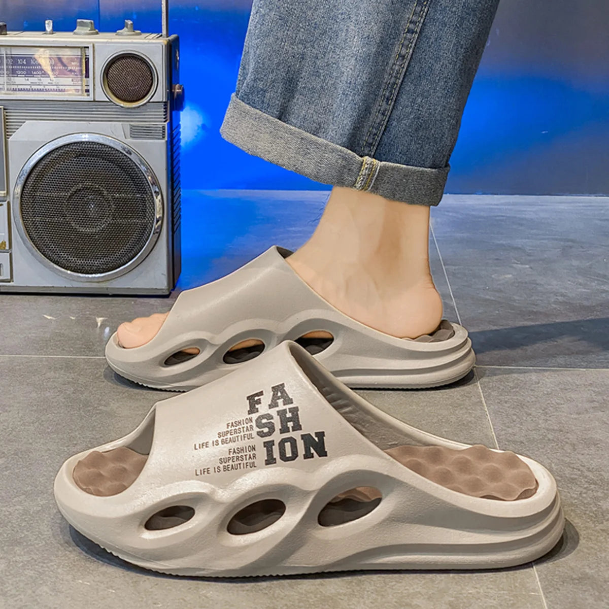 Menn mote massasje tøfler innendørs/utendørs sandaler strand flip flop tykke såle hann lysbilder sommer ikke-skli menn dusj tøfler