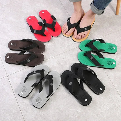 Casual Slippers For Men Flip Flops Beach Sandals Summer Non-Slip Fashion Flat Slides Outdoor Slippers Indoor House Shoes Male