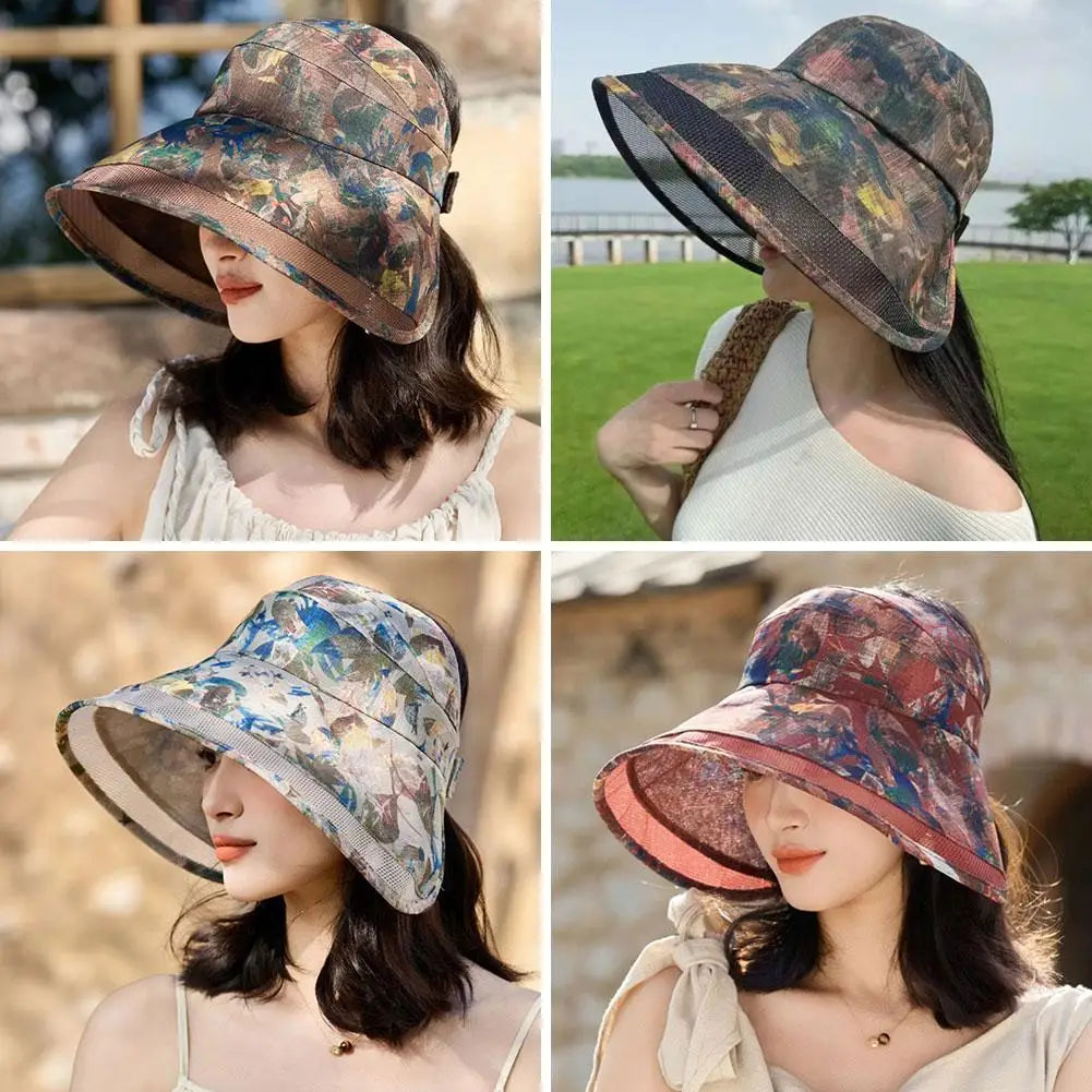 Women's Korean Style Large Brim Sun Hat Fisherman Hat Windproof Elegant Outdoor Sun Protection Comfortable Straw Hat