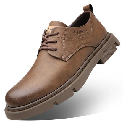 Cow Leather Autumn Platform Shoes for Men Fashion Casual New Designer Derby Shoes Male Low Top Work Ankel Boots Men