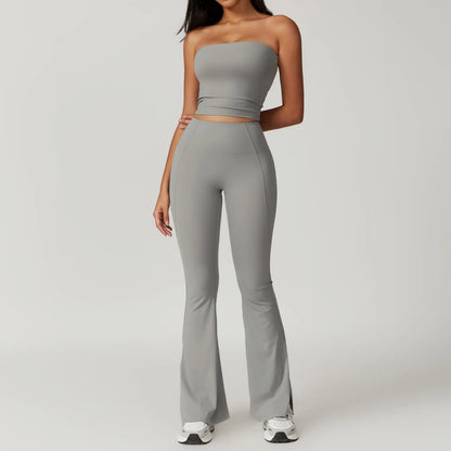 Women's Clothes 2pcs Gym Yoga Suit Sports Set Workout Tracksuit Breathable Sexy Bra Fitness Bell-bottoms Leggings Athletic Wear