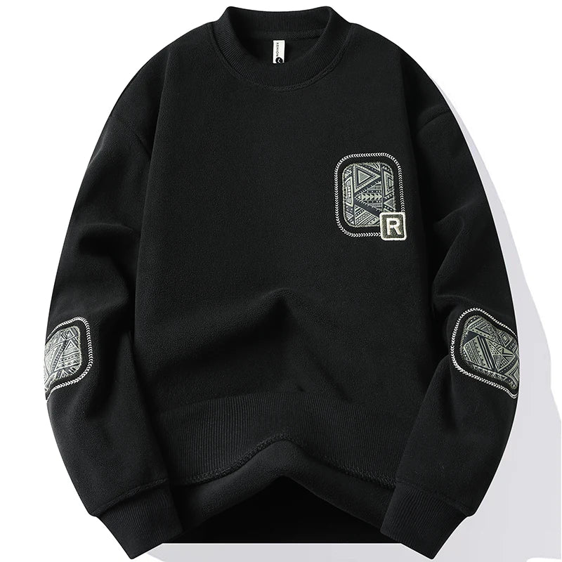 Moda masculina grossa bordado com capuz de capuz