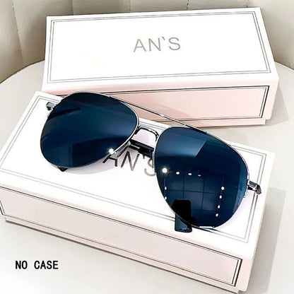 1pc Aviator Fashion Large Face Driving Riding Stylish Trendy Personality Sunglasses For Men