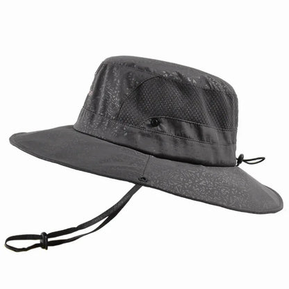 Foldable Summer Adjustable Sun Hats for Men Outdoor Breathable Mesh Fishing Cap Wide Brim Climbing Hat Design Bucket Shade Hat
