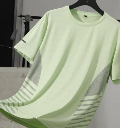 Running T-Shirt Männer Sommereis Seide dünne Top reflektierender Druck schnell trockener kurzarm atmungsaktueller Fitness Sport T-Shirt 5xl