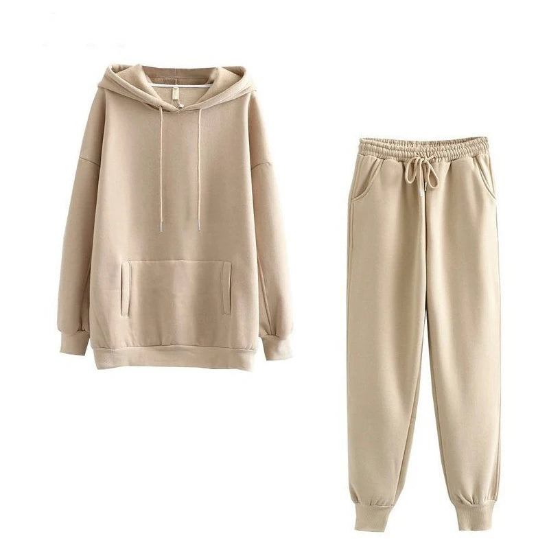 Žene tracksuit casual kapuljače dukserice hlače set salon nošenje sportskog odijela 2pcs jesenska zimska odjeća s kapuljačom zgužvane setove