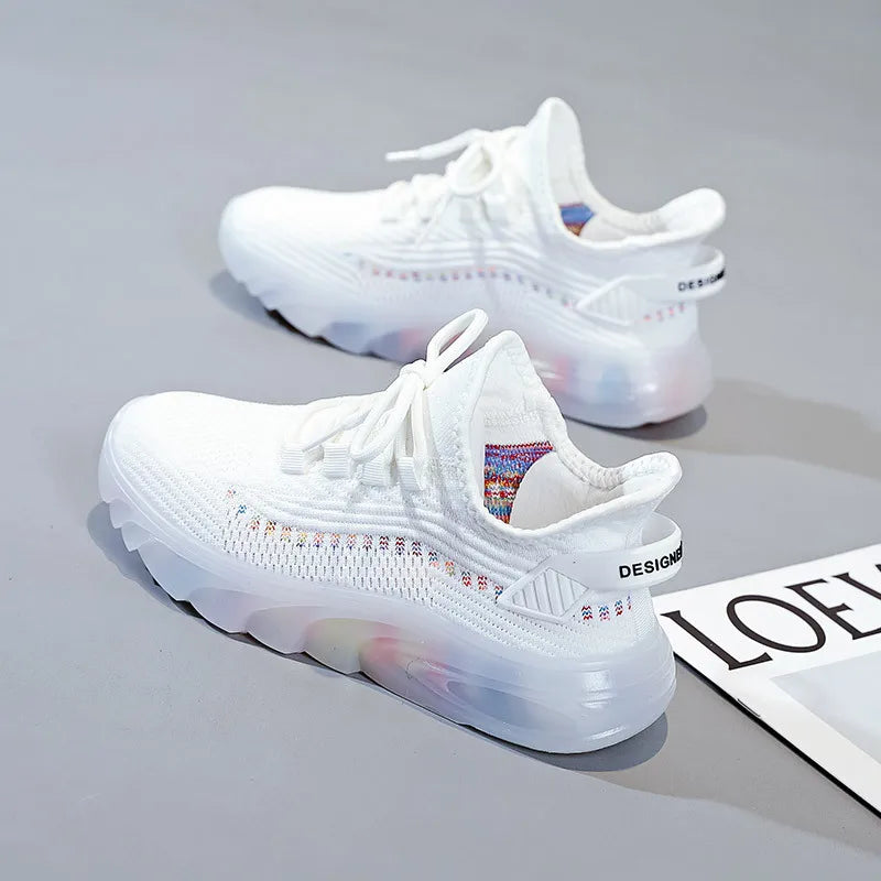 Nova plataforma de moda feminina sapatos esportivos outono novo tênis de tênis de corrida ao ar livre respirável