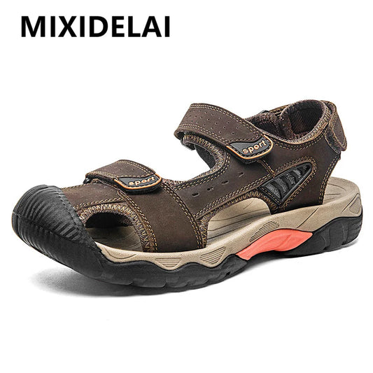 Men's Genuine Leather Sandals Brand Classic Summer Sandals Male Outdoor Casual Lightweight Sandal Fashion Sneakers Big Size 48