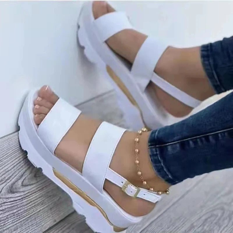 Konur sandalar léttir hælar Sandalar Sumarskór fyrir konur fleyg sandal með pall sandias mujer fleyg skór kvenkyns