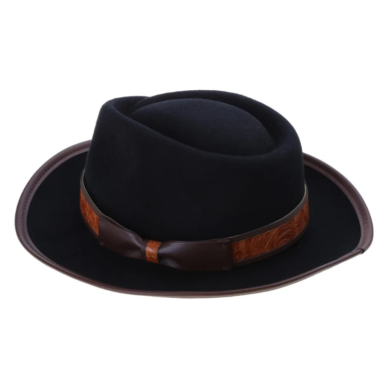 Wool Fedora Boater Hat with Bow Short Brim Hat for Women Photo Props Western Fedora for Women Unisex Wear