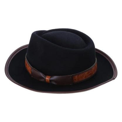 Wool Fedora Boater Hat with Bow Short Brim Hat for Women Photo Props Western Fedora for Women Unisex Wear
