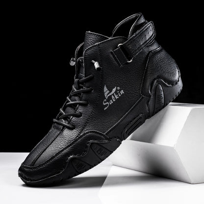 New 2025 Handmade Men Boots Design Sneakers Man Outdoor Casual Leather Men Shoes Ankle Boots Fall Breathable Hot Sale
