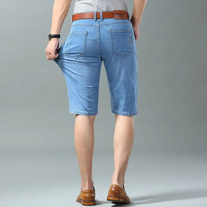 Ny sommaren Men denim Shorts Fashion Light Color Casual Loose Multi-Pocket Straight Five Minute Pants Elastic Kne Shorts