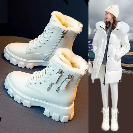 2023 Top Quality Women's Fashion Snow Boots  Natural Fur Warm Ankle Boots Waterproof Warm  Women Winter Boots Shoes