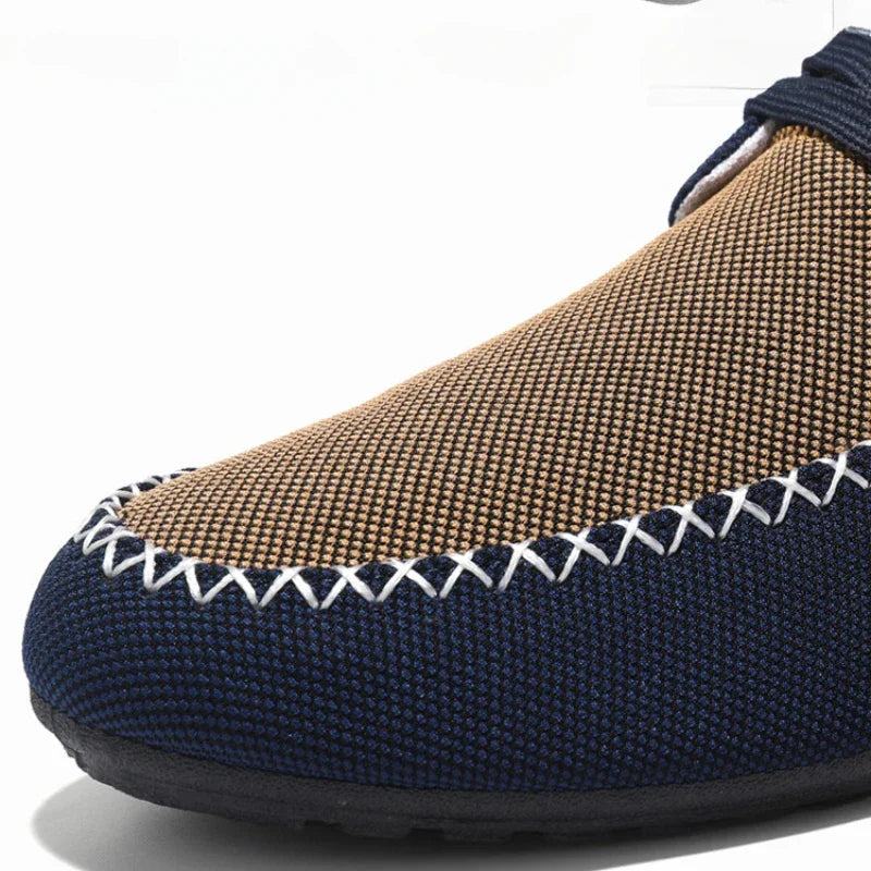Men's Casual Flat Shoes Breathable Comfortable Men's Canvas Shoes Luxury Brand Loafers Lightweight Metal Decoration Men Sneakers