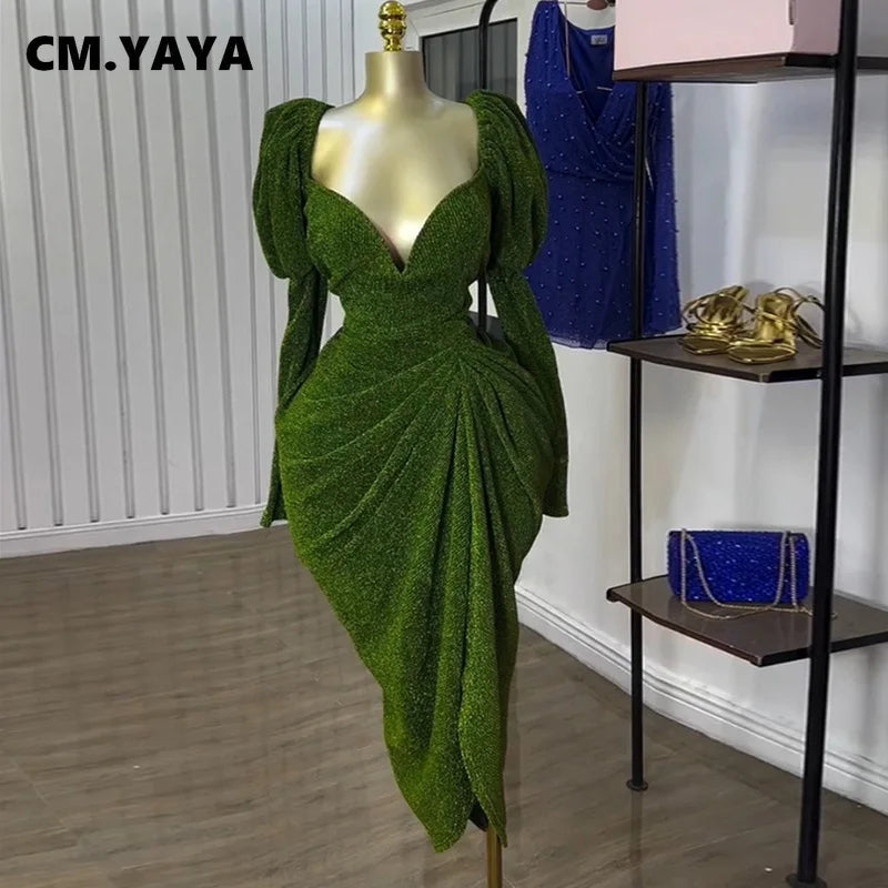 CM.yaya feminino manga longa sem alças RUCHED MINI MIDI DRESS 2025 Vestidos de férias de verão de verão Festa de vestidos sexy vestidos sexy