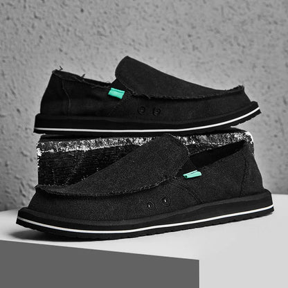 2025 Ny forår Håndlavet lærred afslappet mænd sko design mode sneakers mand loafers åndbare lave top flade sko blød kørsel