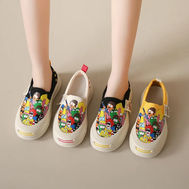 Plataforma de mujeres zapatos vulcanizados 2024 Mujer nueva gruesa Suele de mocasines Fashion Graffiti zapatillas para al aire libre zapatos deportivos
