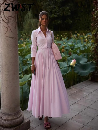 Priložnostne trdne srajce krila obleka ženske z dolgimi rokavi rezerski gumb Top A-line Midi krila Lady Set 2025 poletno jesensko pisarno