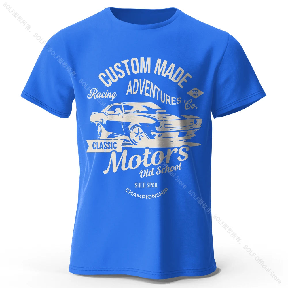 Camiseta impresa de motores para hombres 100% algodón de algodón